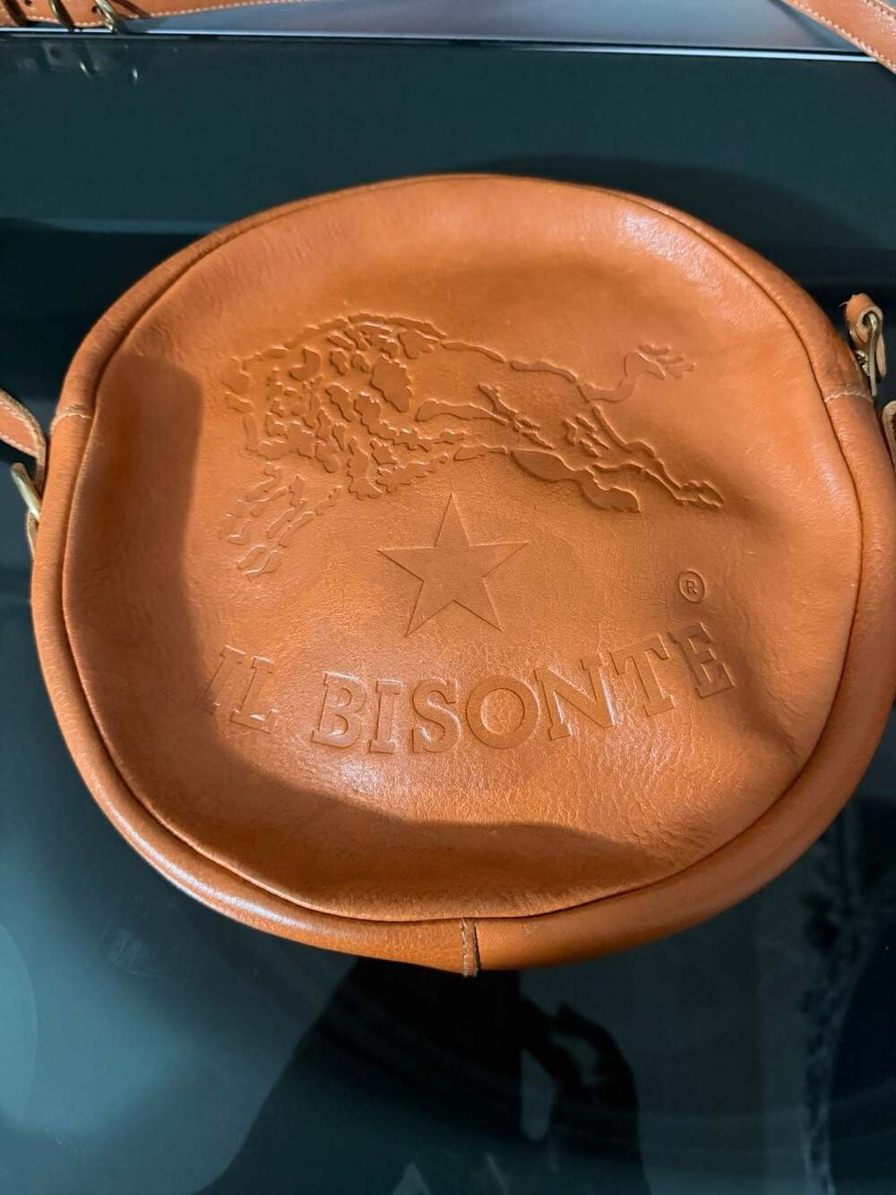 Il Bisonte Round Leather Crossbody Shoulder Bag